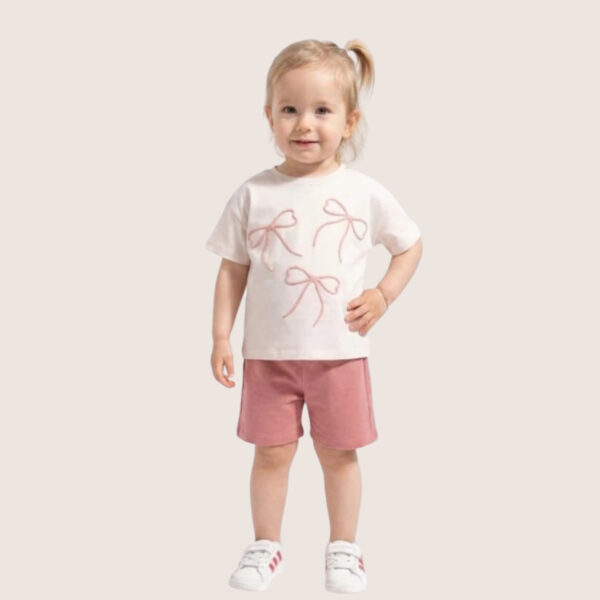 Pink Bow Tee & Shorts Set